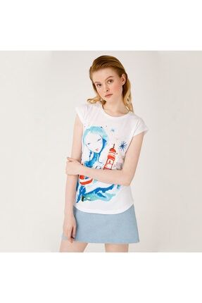 Kadın Beyaz Anemoss Fenerci T-Shirt BGD322001904