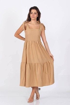 Kadın Omuzları Bağlama Detaylı Poplin Elbise Kts009 KTS009