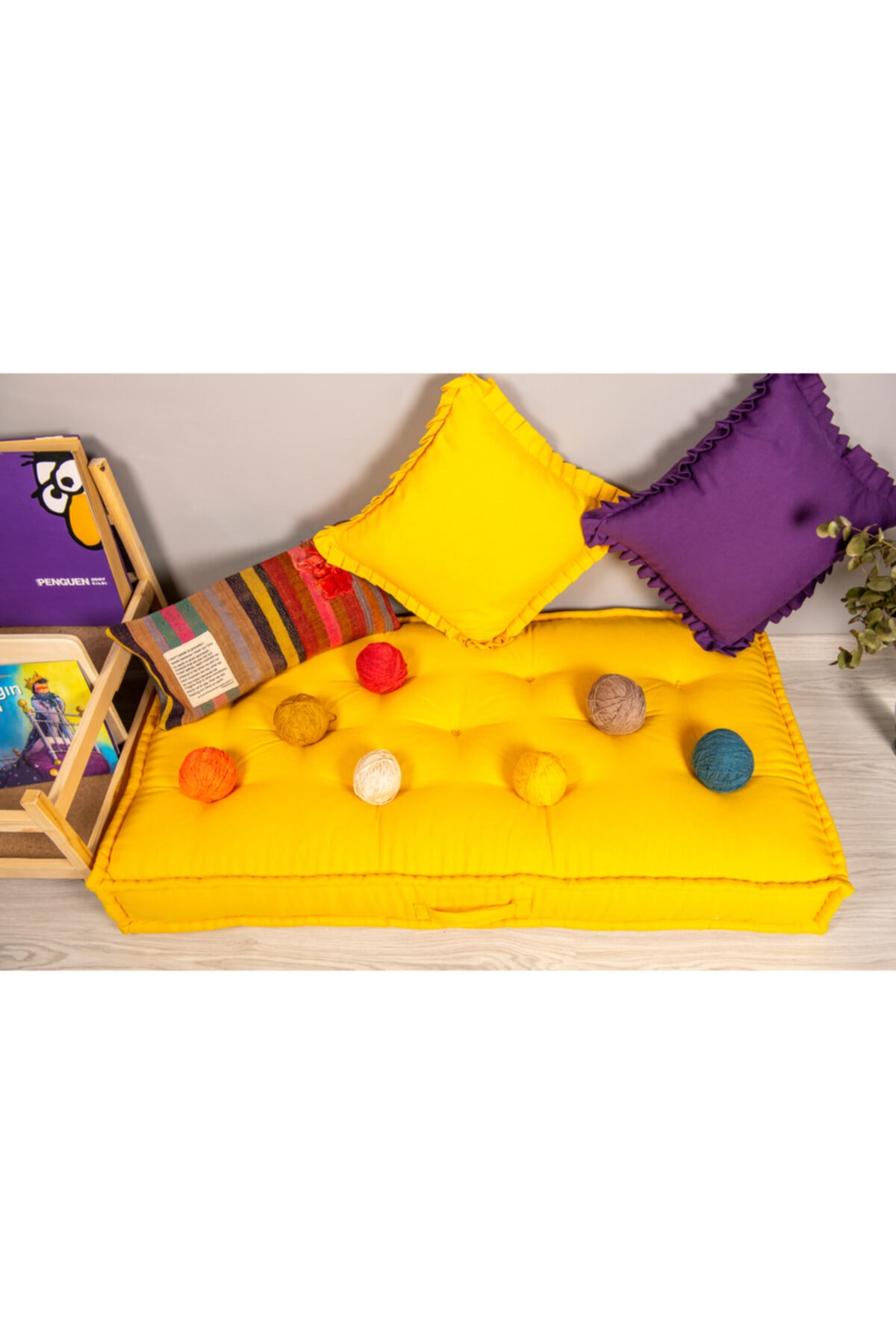 Purple Turtle Textile Organik Yer Yatağı, Anaokulu Kreş Yuva Yer Minderi 60x120 Cm
