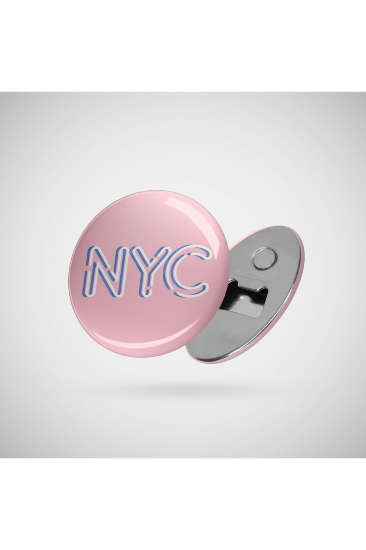 New York City Typography NYC Neon Design Light Blue Opens