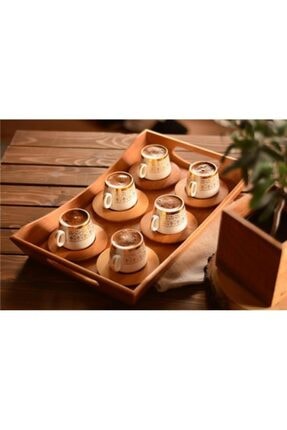 Genel Markalar Bambum Ottoman 6 Kişilik Porselen Kahve Takımı Altın Desenli B...