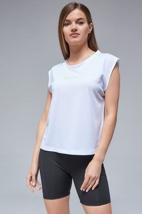 Tül Detaylı Kadın T-shirt Beyaz W21-6103