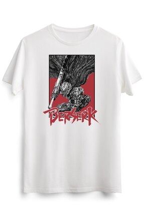 Erkek Beyaz Berserk T-shirt, Guts Shirt, Anime Tee, Manga, Anime Streetwear DW2396