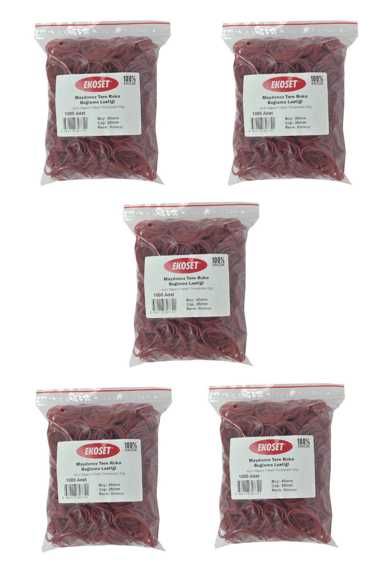 ekoset Maydonoz Tere Roka Bağlama Lastiği Kırmızı 5000 Adet