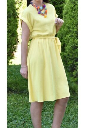 Sarı Kuşaklı Elbise modtbt017