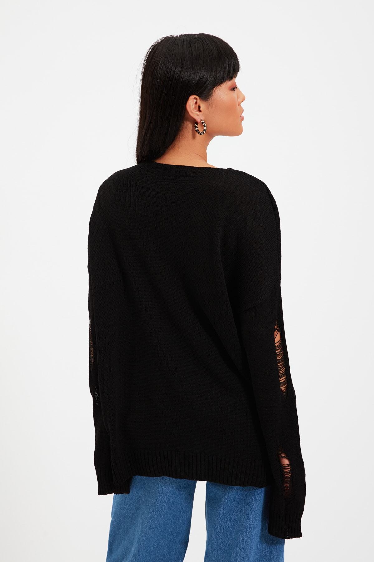 Trendyol Collection-Μαύρο Πλεκτό Πουλόβερ 10