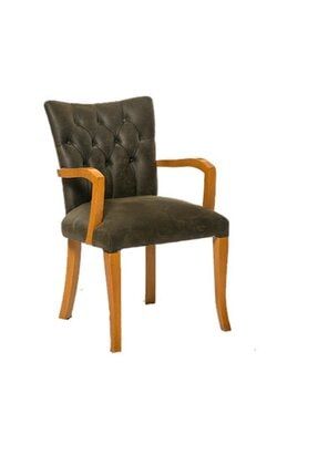 Zus160 Sandalye Bambu Kolçak Model Kayın Torna Retro Ayak Babyface Antrasit Kumaş El Yapım Bengi Sandalye Zus591 Ahşap