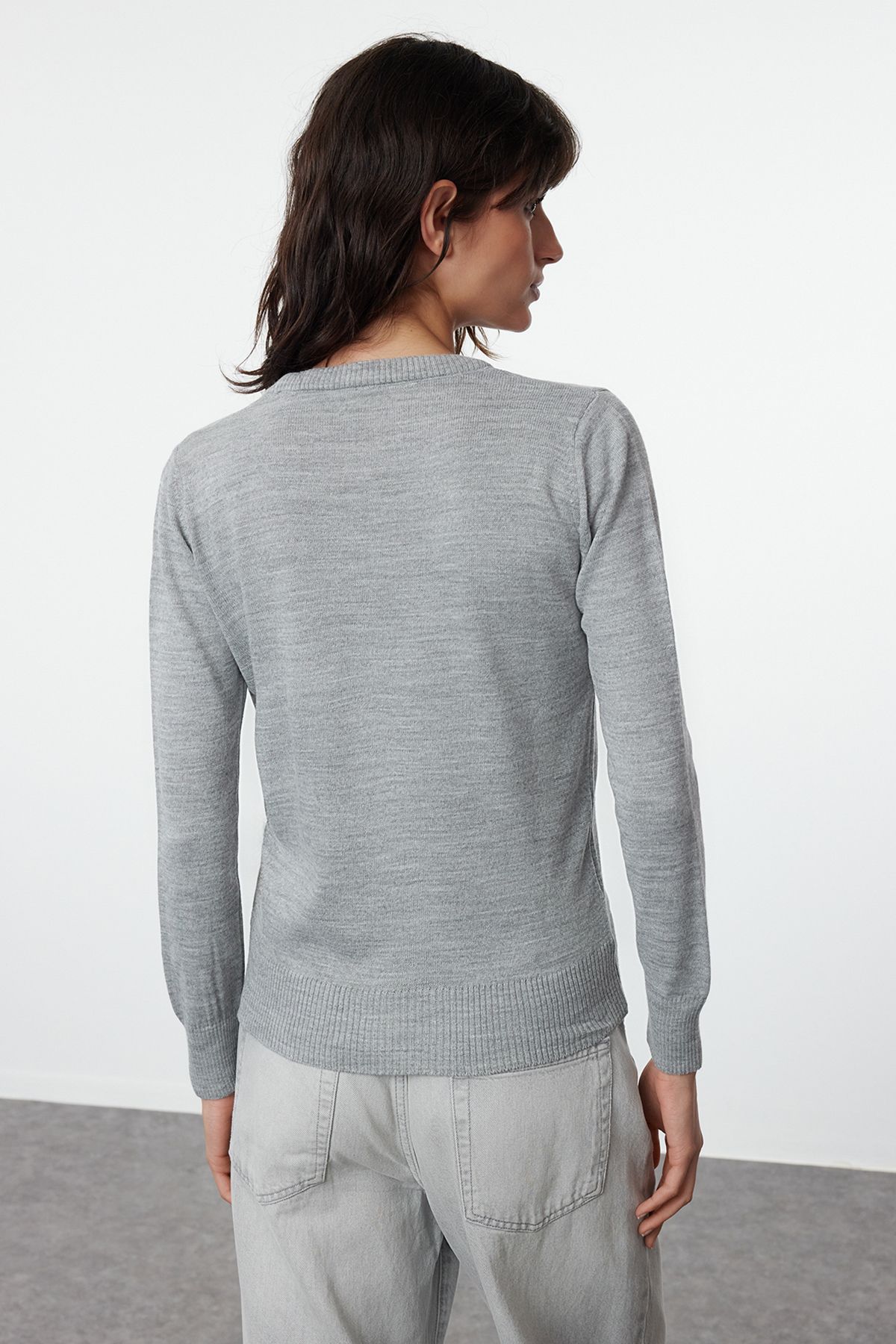 Trendyol Collection-Crew Neck Black-grey-ecru Knitwear Sweater - Twoaw25kz00331 3