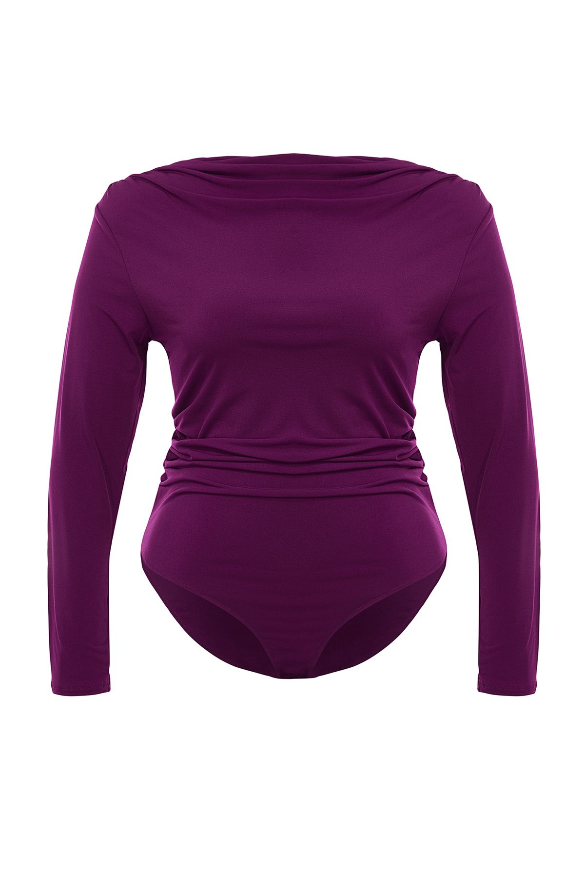 Trendyol Curve-Tělo v barvě Plum Plus velikosti - Stojací límec a podrobné informace TBBAW25CS00001 6
