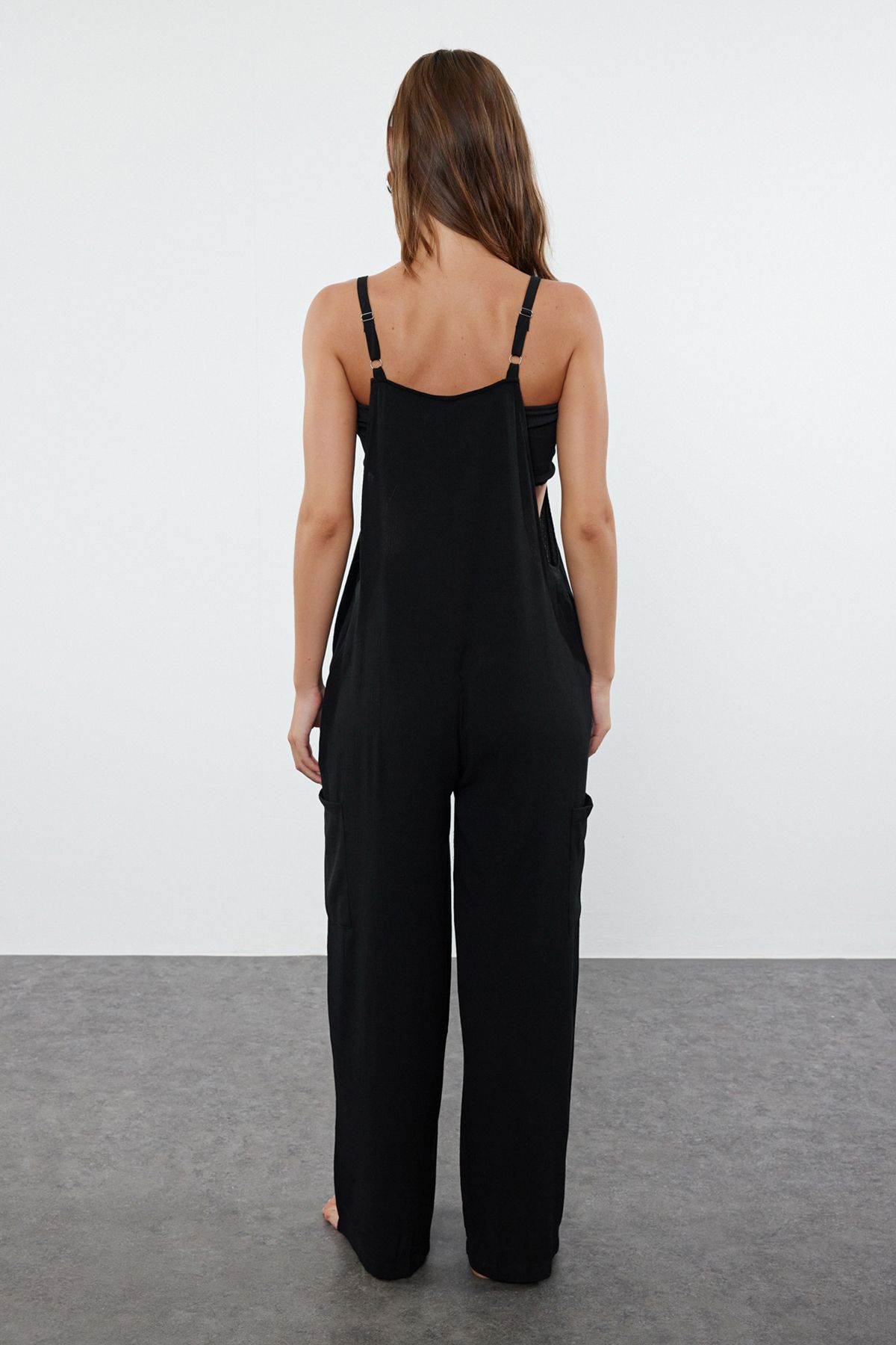 Trendyol Collection-TBESS24TU00004 Black Woven Overalls 5