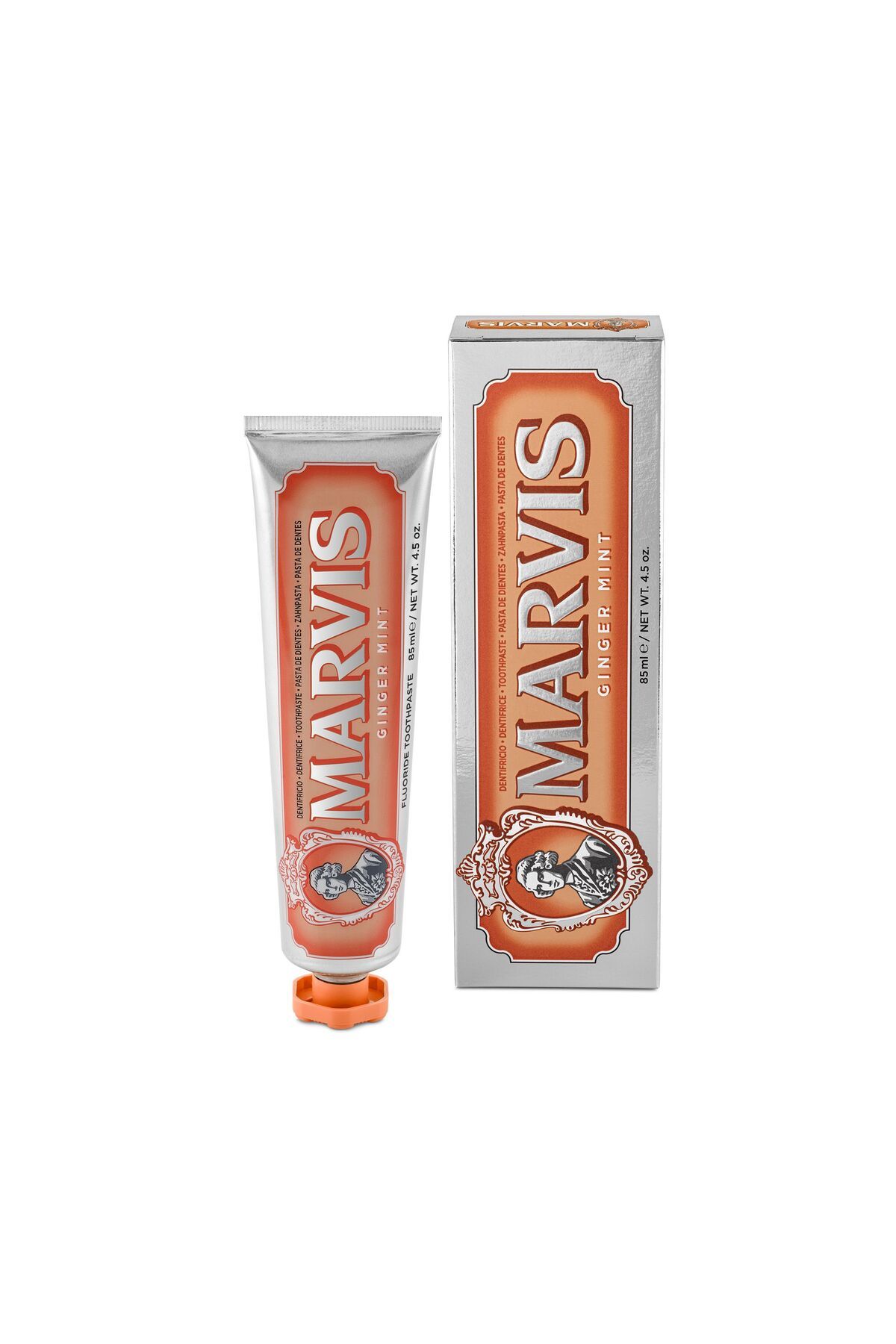خمیردندان زنجبیل 85 میل + مسواک نرم سفید 2 مجموعه مراقبت ماوریس Marvis