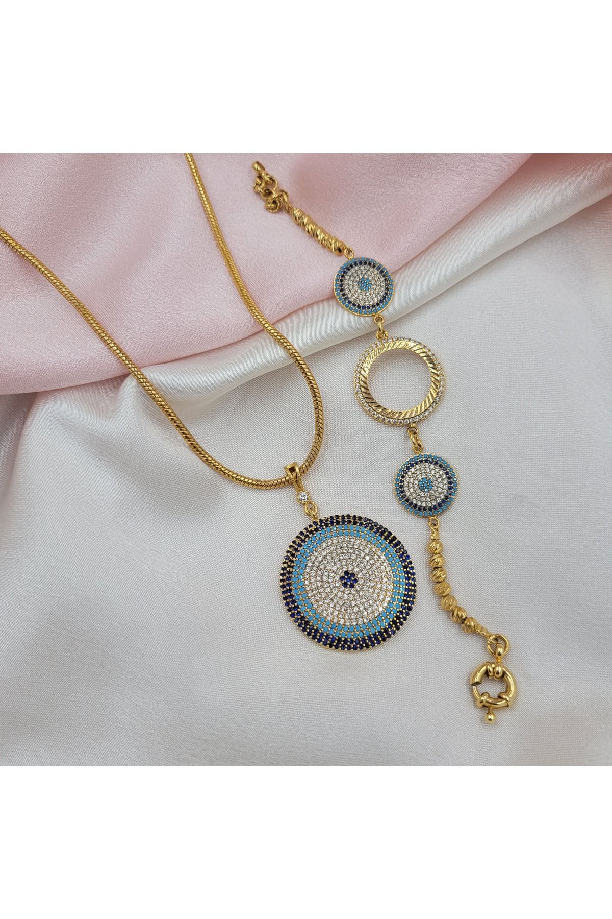 IŞILDAGOLD NAZAR BONCUK KOLYE BİLEKLİK SET