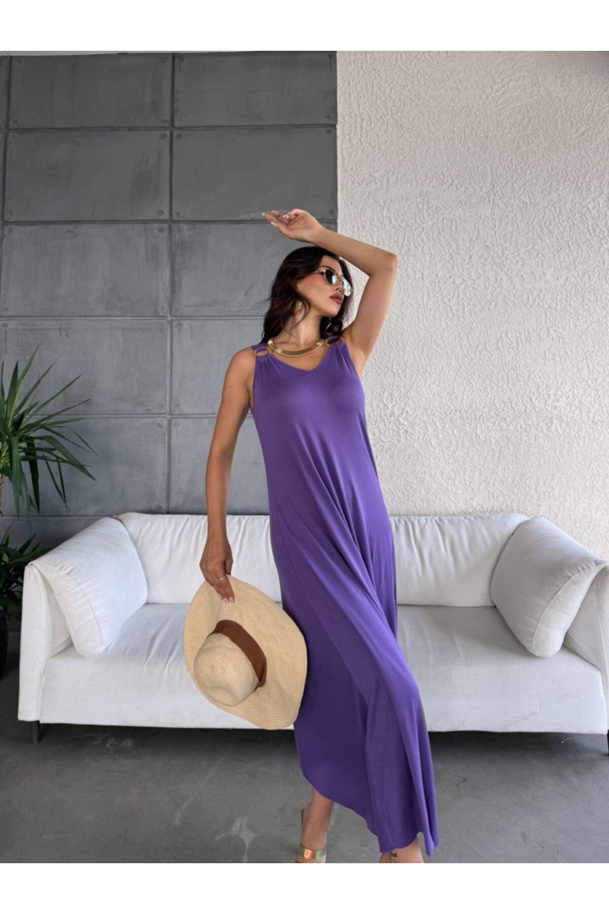 Women's Maxi Length Shoulder Strap Buckle