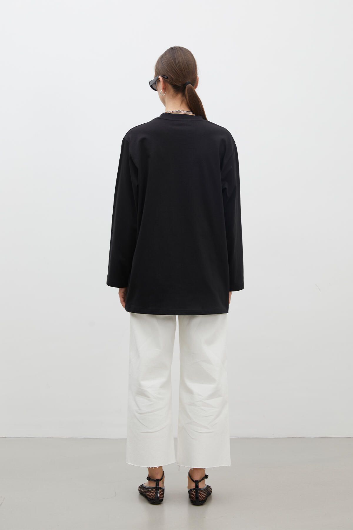 Manuka-OVERSIZE-LANGARM-T-SHIRT AUS BAUMWOLLE SCHWARZ 8