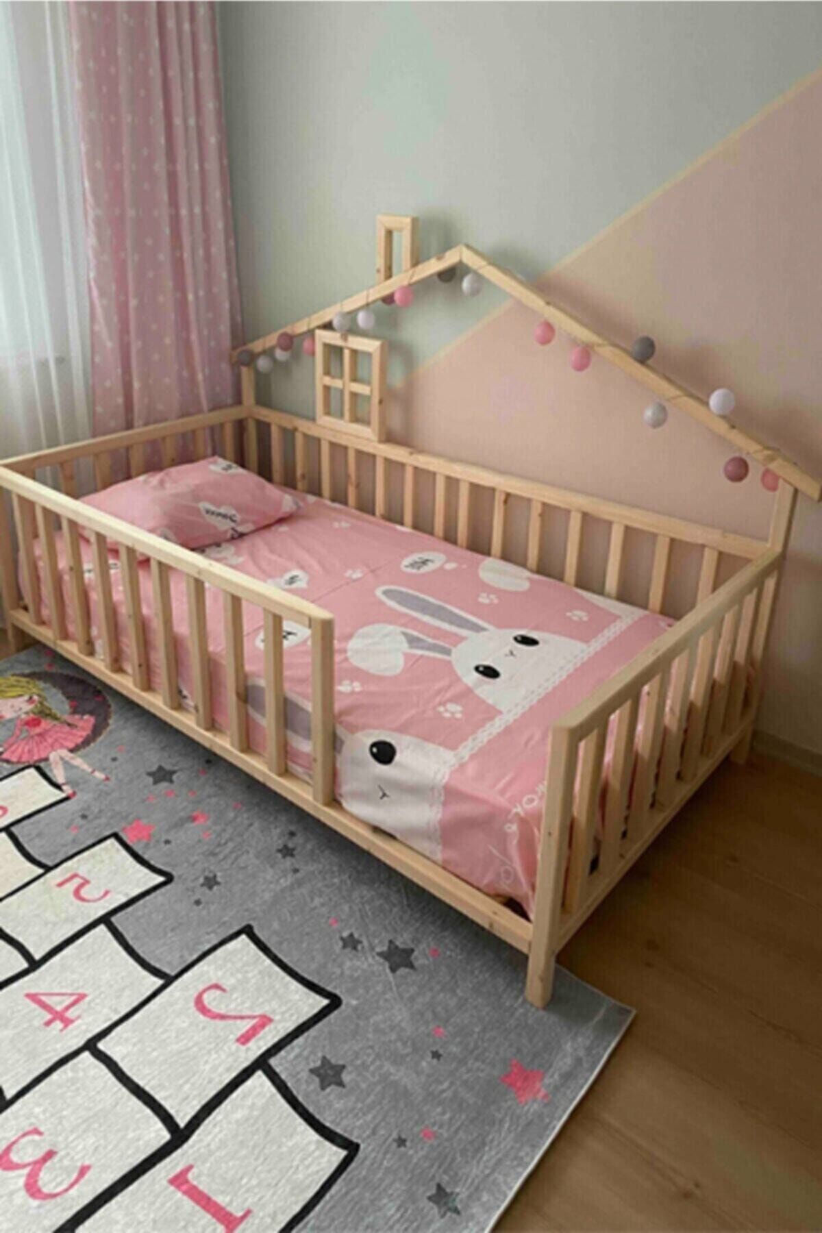 KÖŞK MOBİLYA Masal Model Montessori Bebek Ve Çocuk Karyolası Doğal Ahşap Yatak fotoğrafı 2 (önizleme)