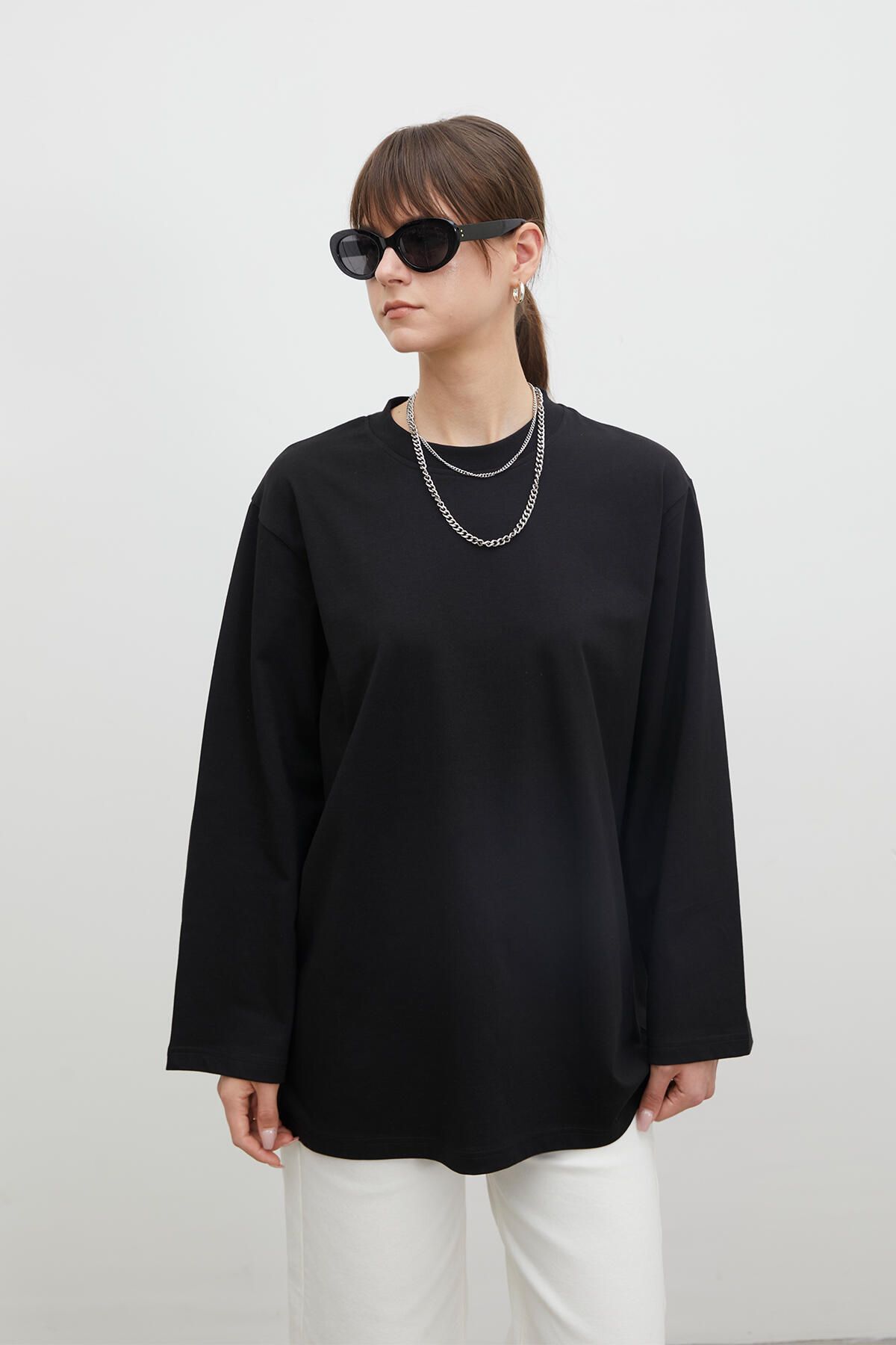 Manuka-OVERSIZE-LANGARM-T-SHIRT AUS BAUMWOLLE SCHWARZ 5