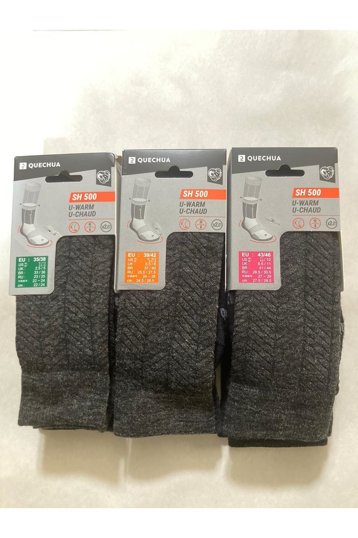 Decathlon جوراب حرارتی کچوا - 2 جفت Sh500 Ultra-Warm Mid