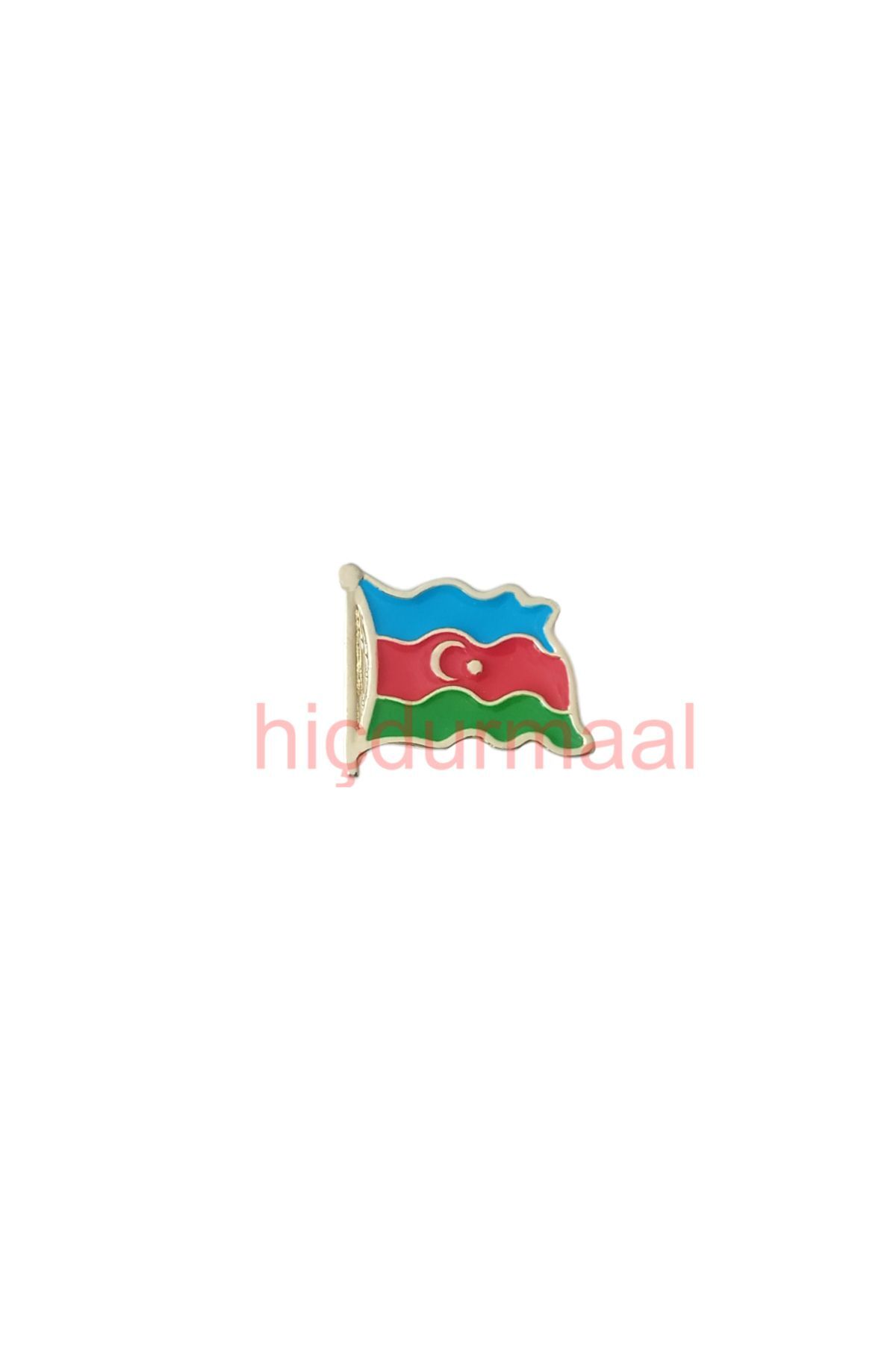 Gold Color Metal Lapel Badge with Wavy Azerbaijani Flag Design 1 Piece