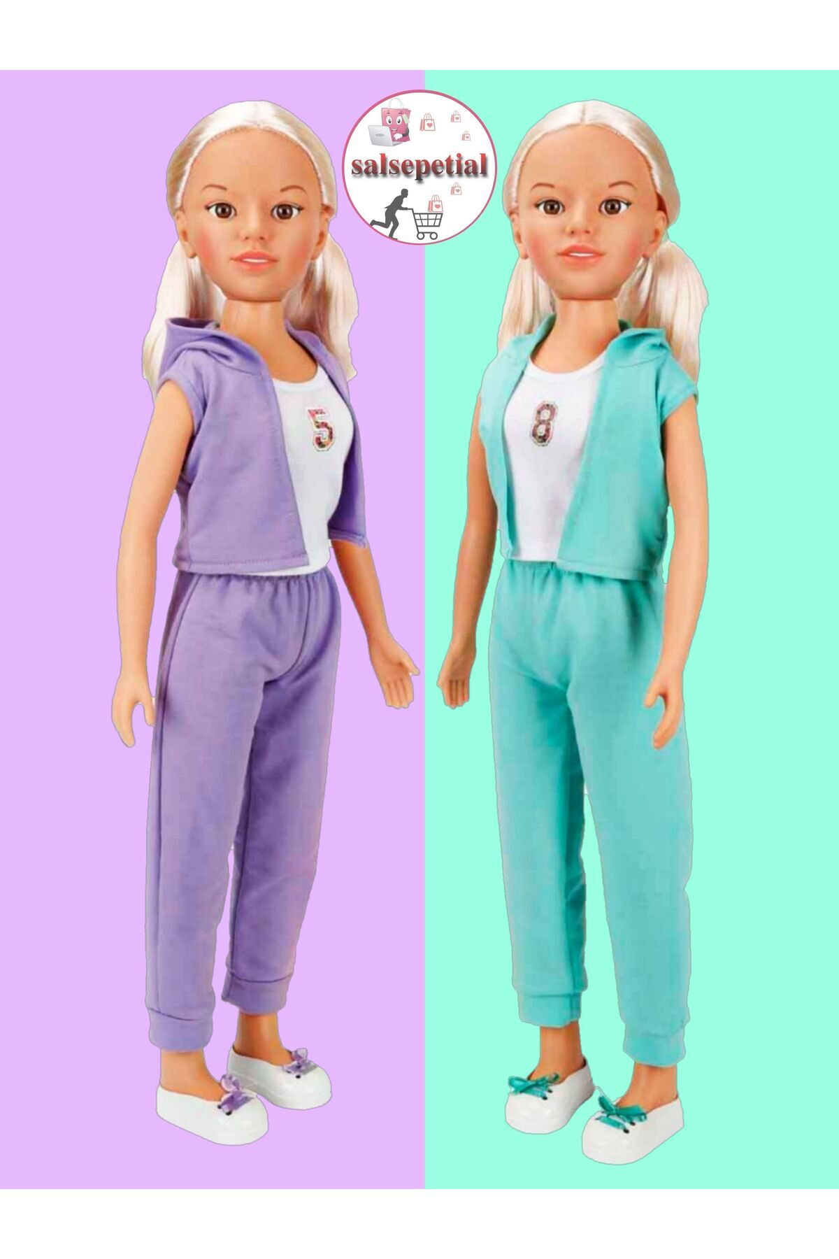 Salsepetial Büyük Boy Et Bebek 80cm Yürüyüş Arkadaşım Clara Sporty 80 cm Yeşil Eşofman Takımlı fotoğrafı 3 (önizleme)