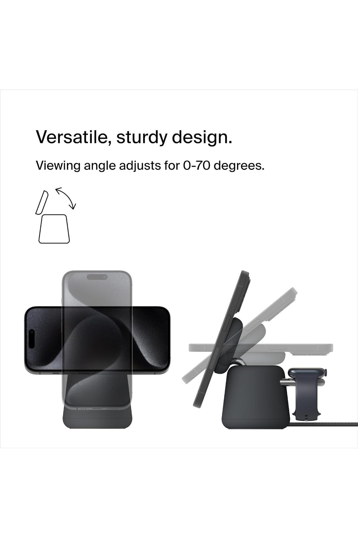 Belkin-BoostCharge Pro 2-in-1 MagSafe 15W Wireless Charging Dock for iPhone 15-12, AirPods, MagSafe Devices 4