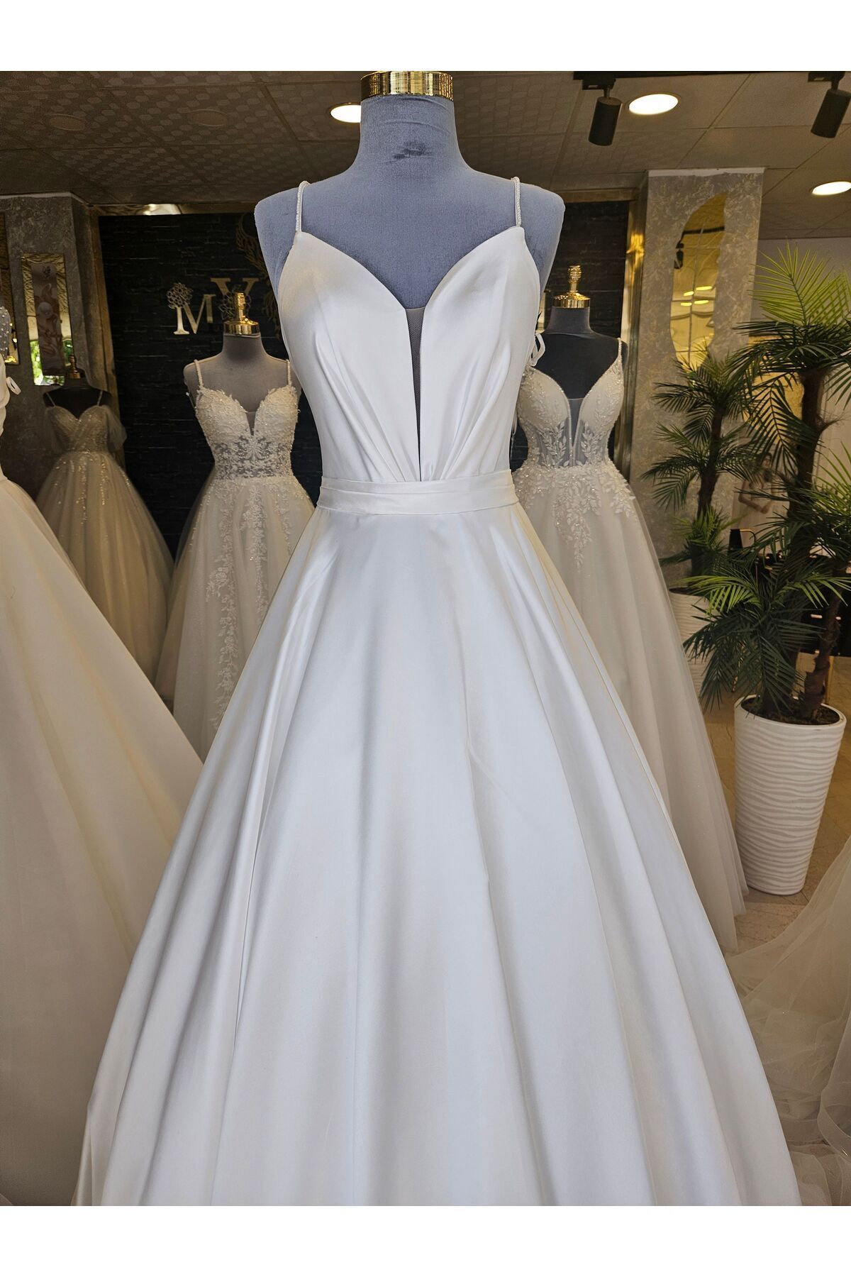Satin A-line simple wedding dress