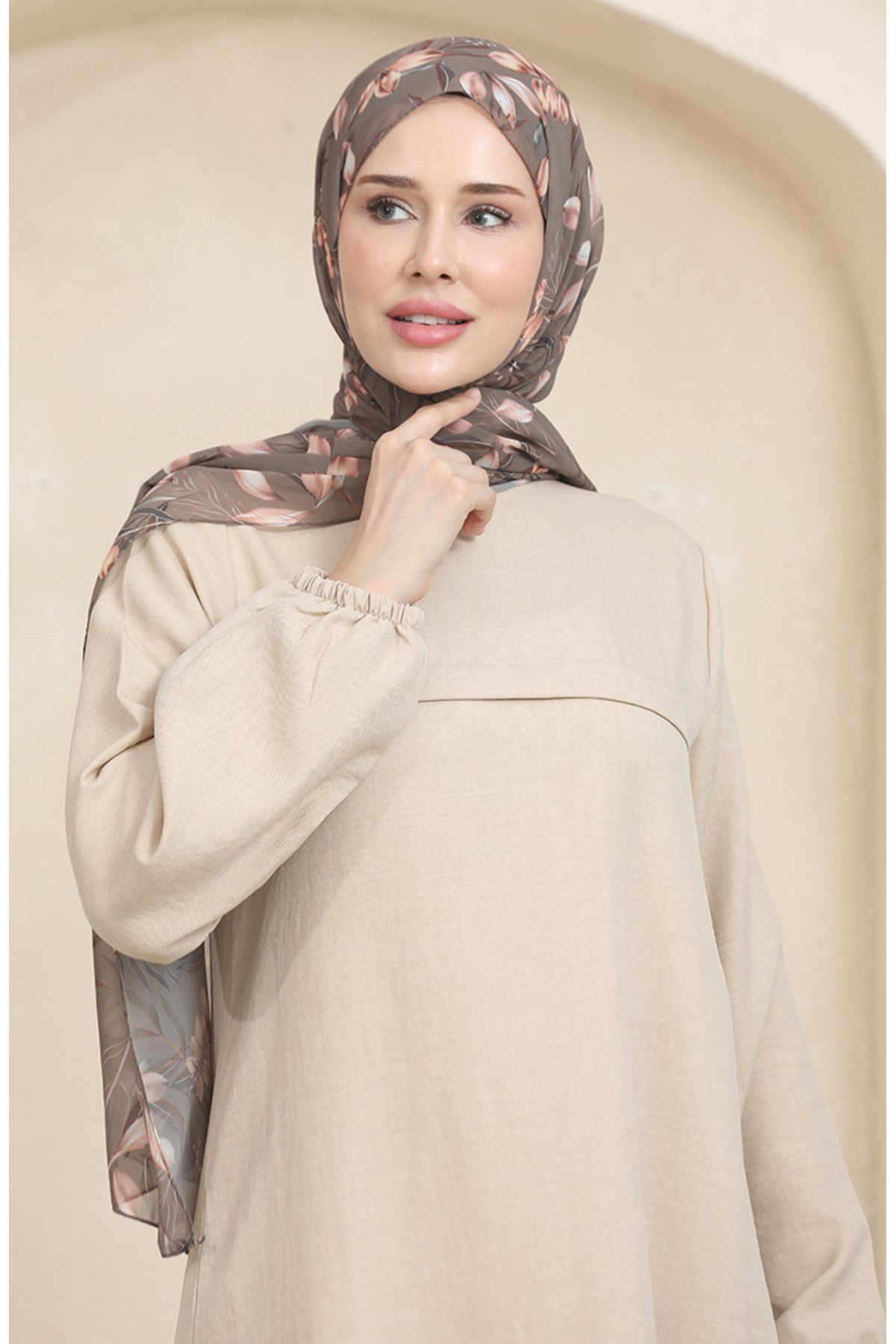 sefamerve-Mink Sleeve Elastic Tunic and Trousers Double Set - 1005-02 5