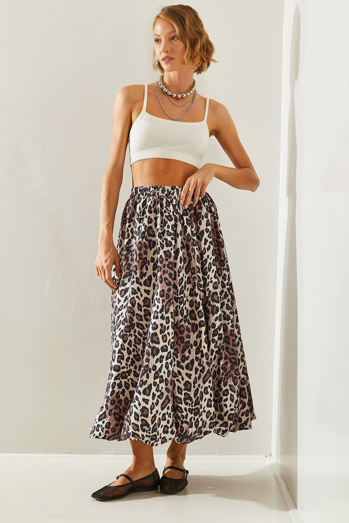 Bianco Lucci-Ballonrock aus Satin-Taft mit Leopardenmuster für Damen - DE 241023 60251461 1