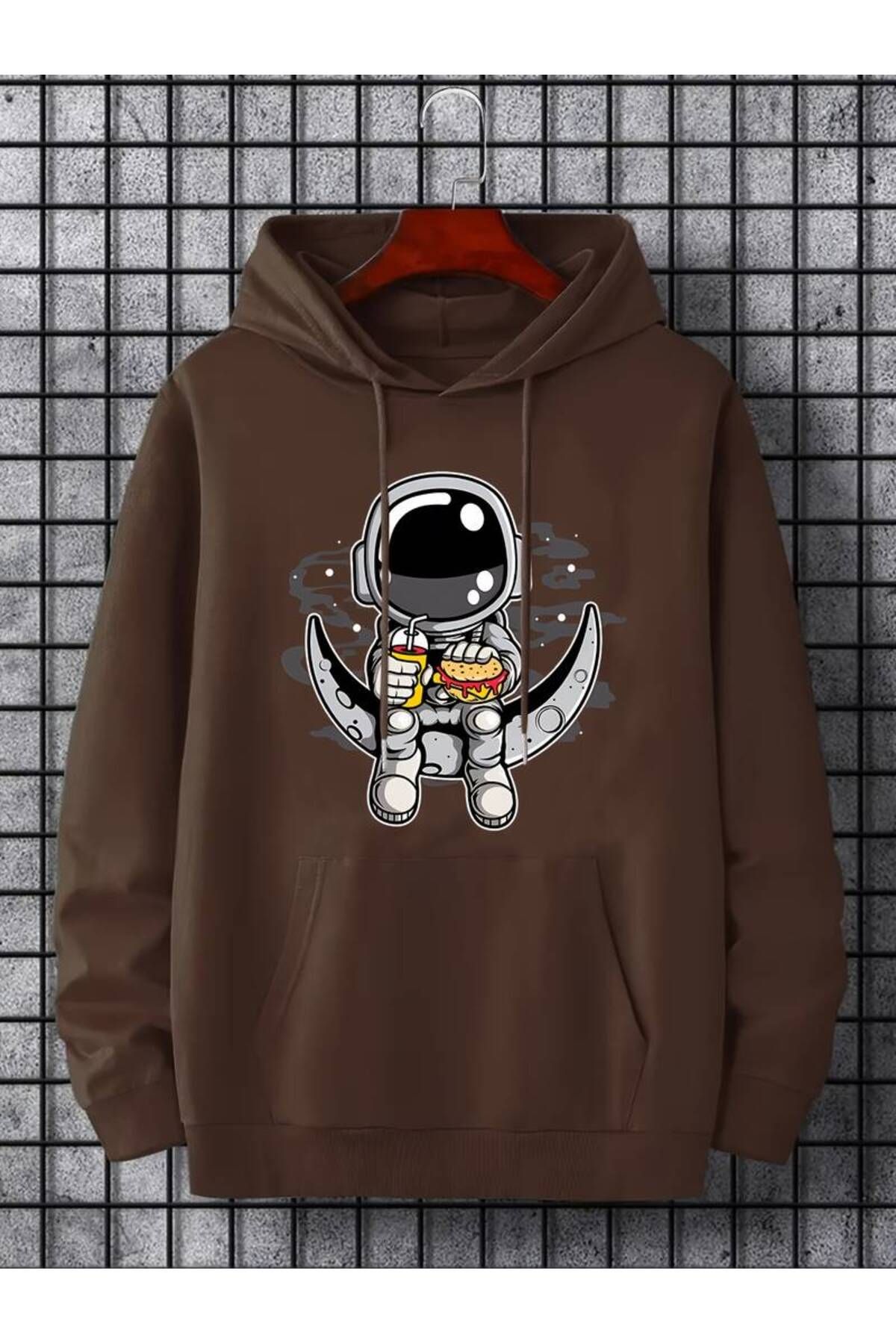 AMMA-Hanorac de iarnă oversize unisex cu imprimeu Astronaut on the Moon - 3 fire, hanorac cu glugă 1