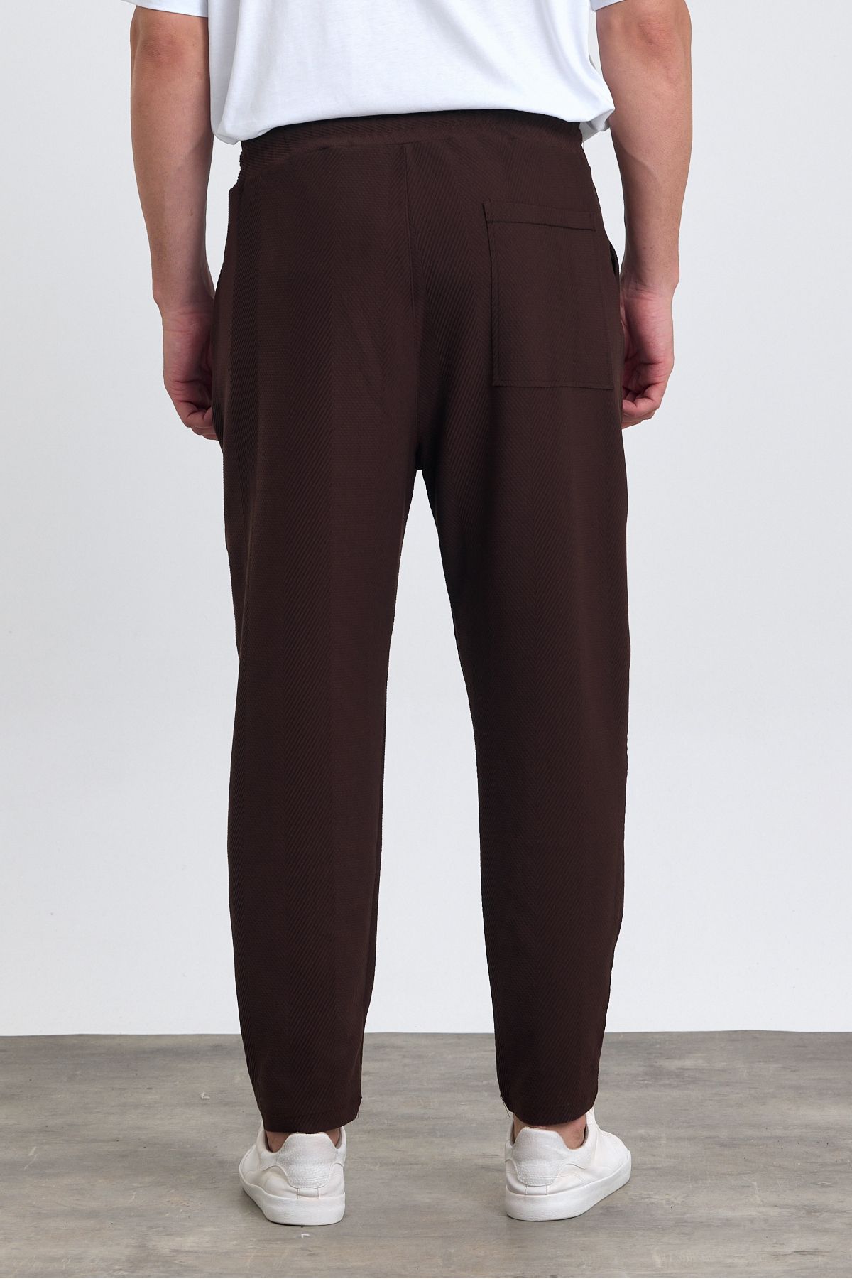 COMBİNE MİCHAİL-Men's Jogger Pants - Patterned, Cotton, Back Pocket, Elastic Waist and Drawstring, BROWN 8