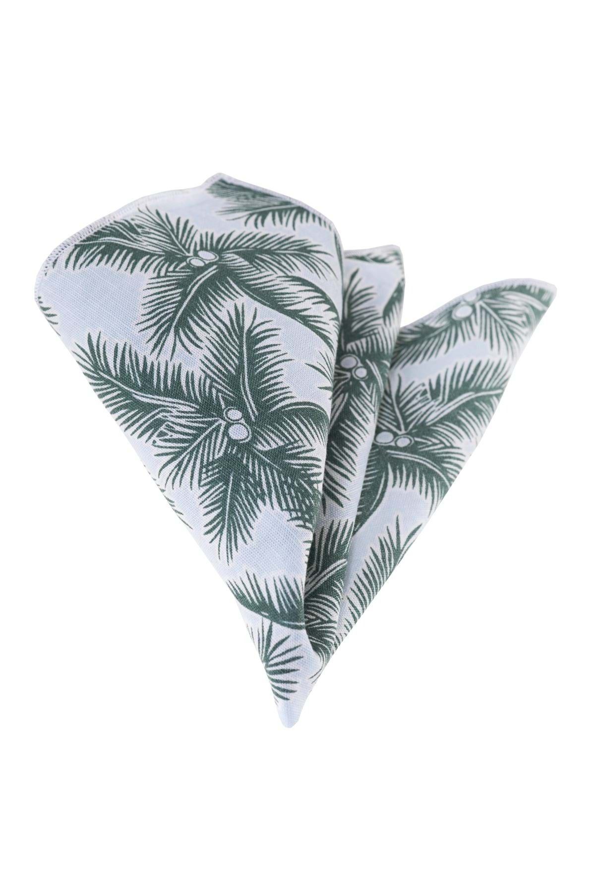 Exve Exclusive Ice Blue Green Leaf Printed Line Accesoriu Pentru Bărbați Guler Batista De Buzunar Masculin - One Size