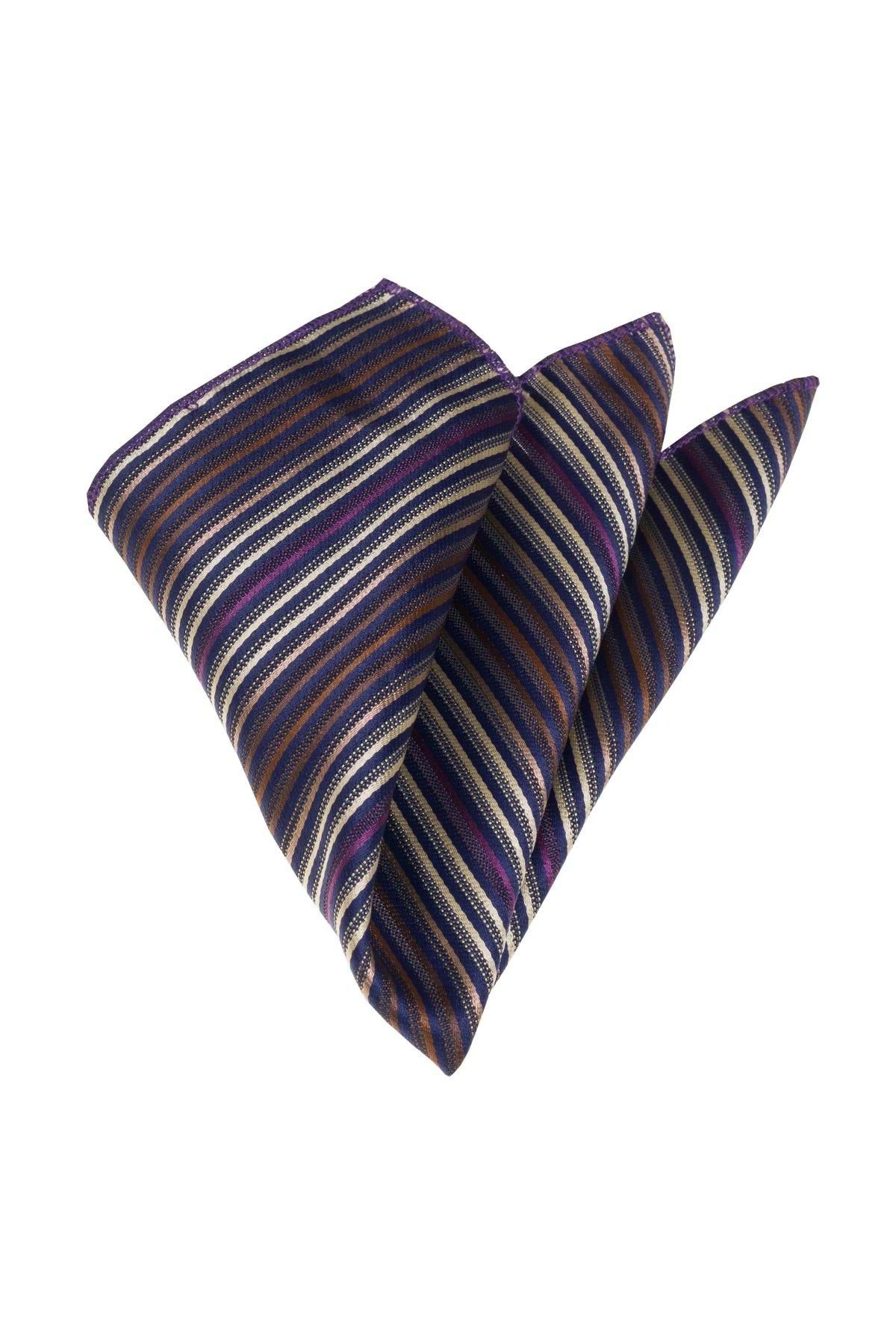 Exve Exclusive Batista Cu Guler Jacquard Cu Dungi Violet Crem Maro Masculin - One Size