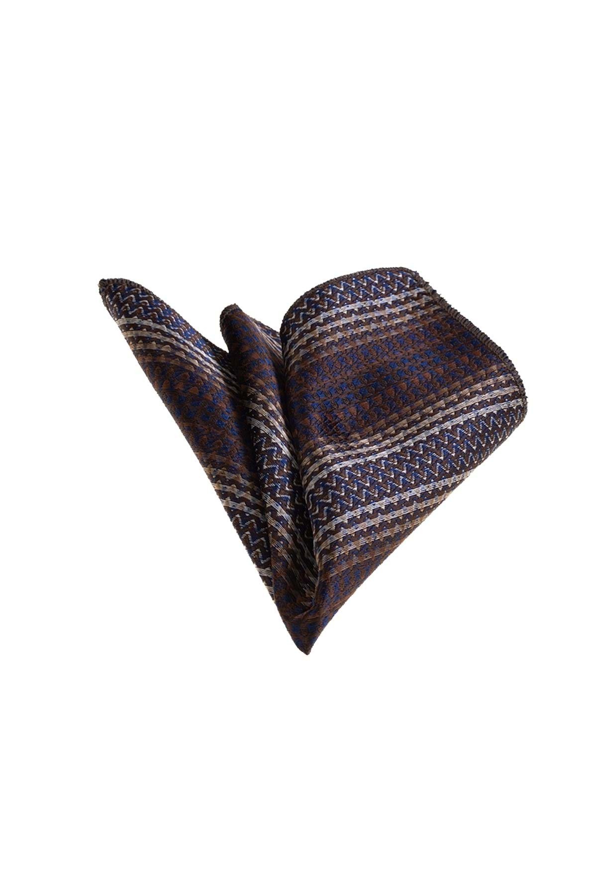 Exve Exclusive Kahverengi Desenli Yaka Mendili