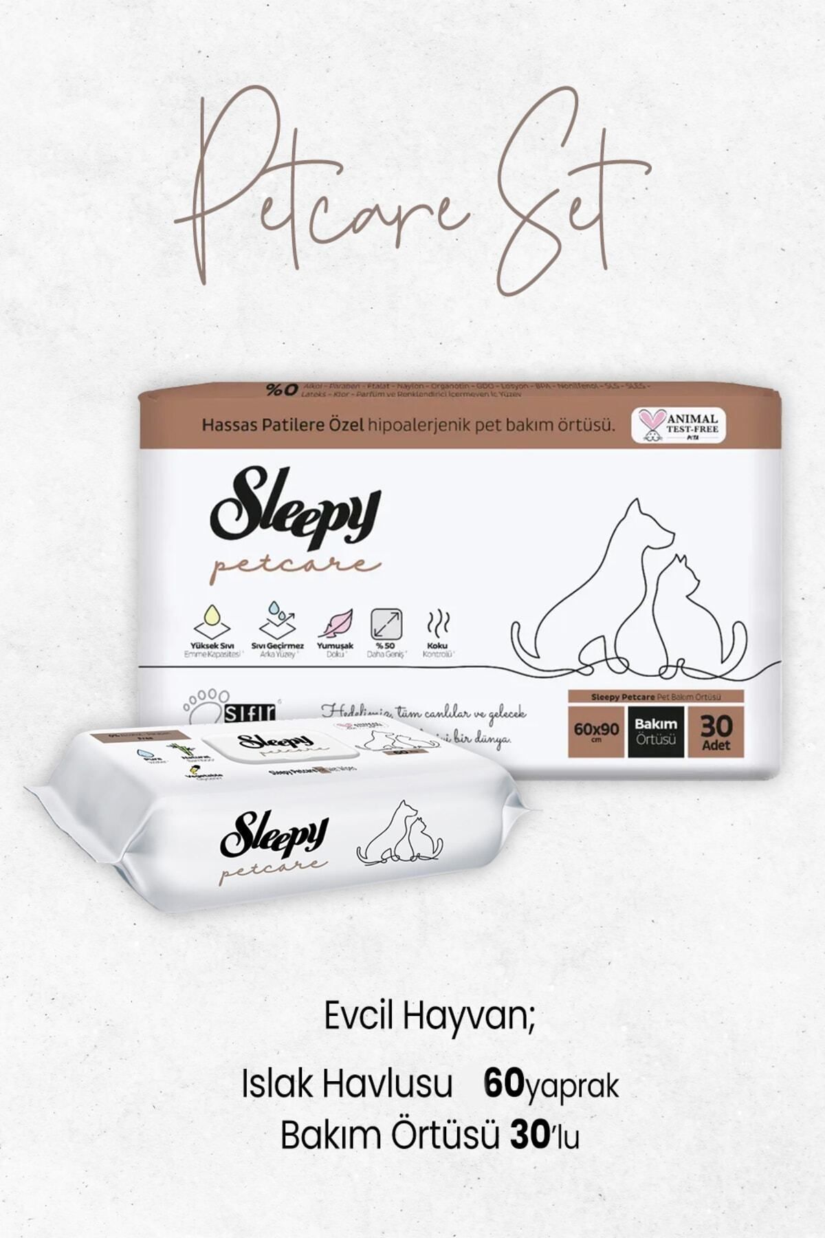 Sleepy Petcare Evcil Hayvan Bakım Örtüsü 30'lu Ve Islak Havlu 60' Lı