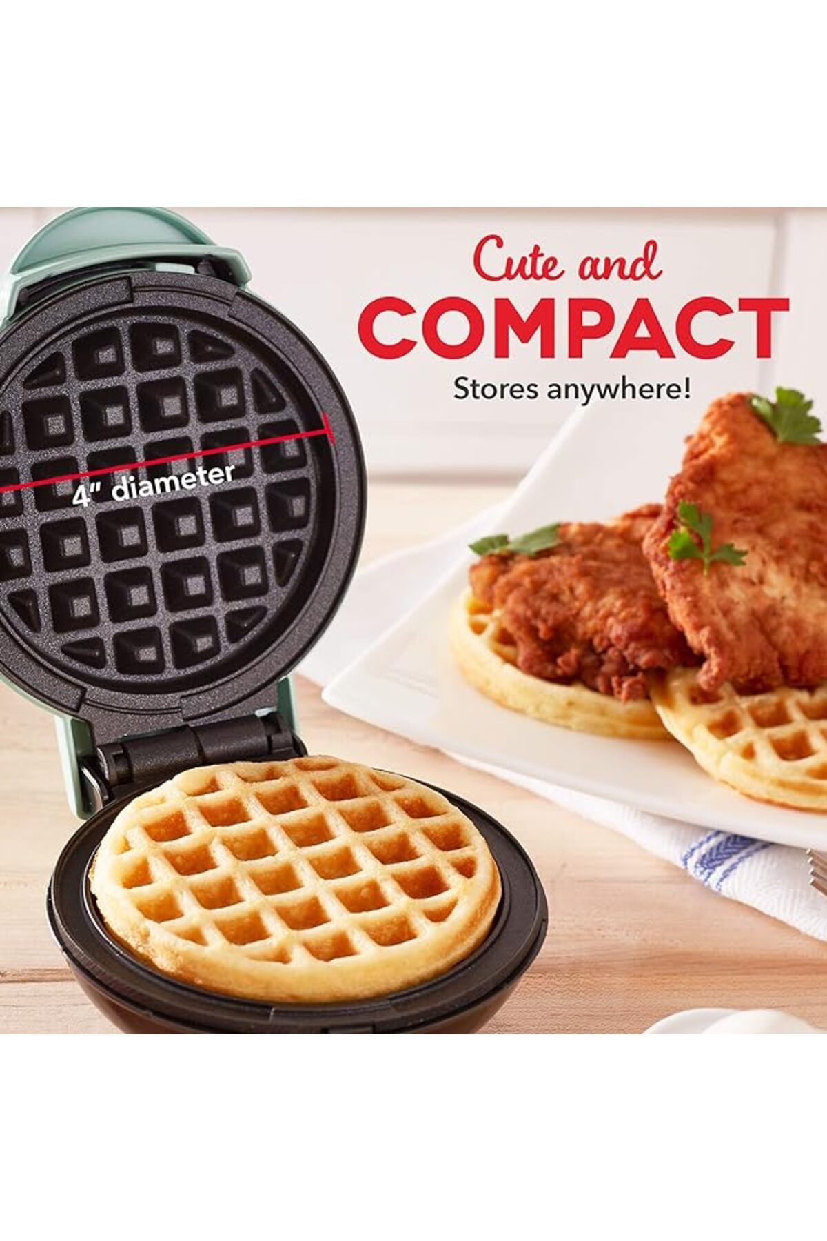 Dash-Mini Waffle Maker, Paninis, Hash Browns, & Other On the Go Snacks, Non-Stick Sides, 4Inch, Aqua 4
