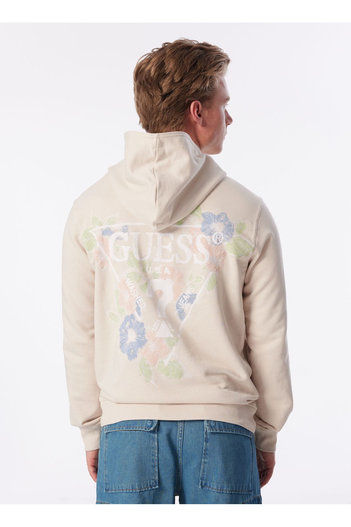 سویشرت نود مردانه کرم یقه Guess