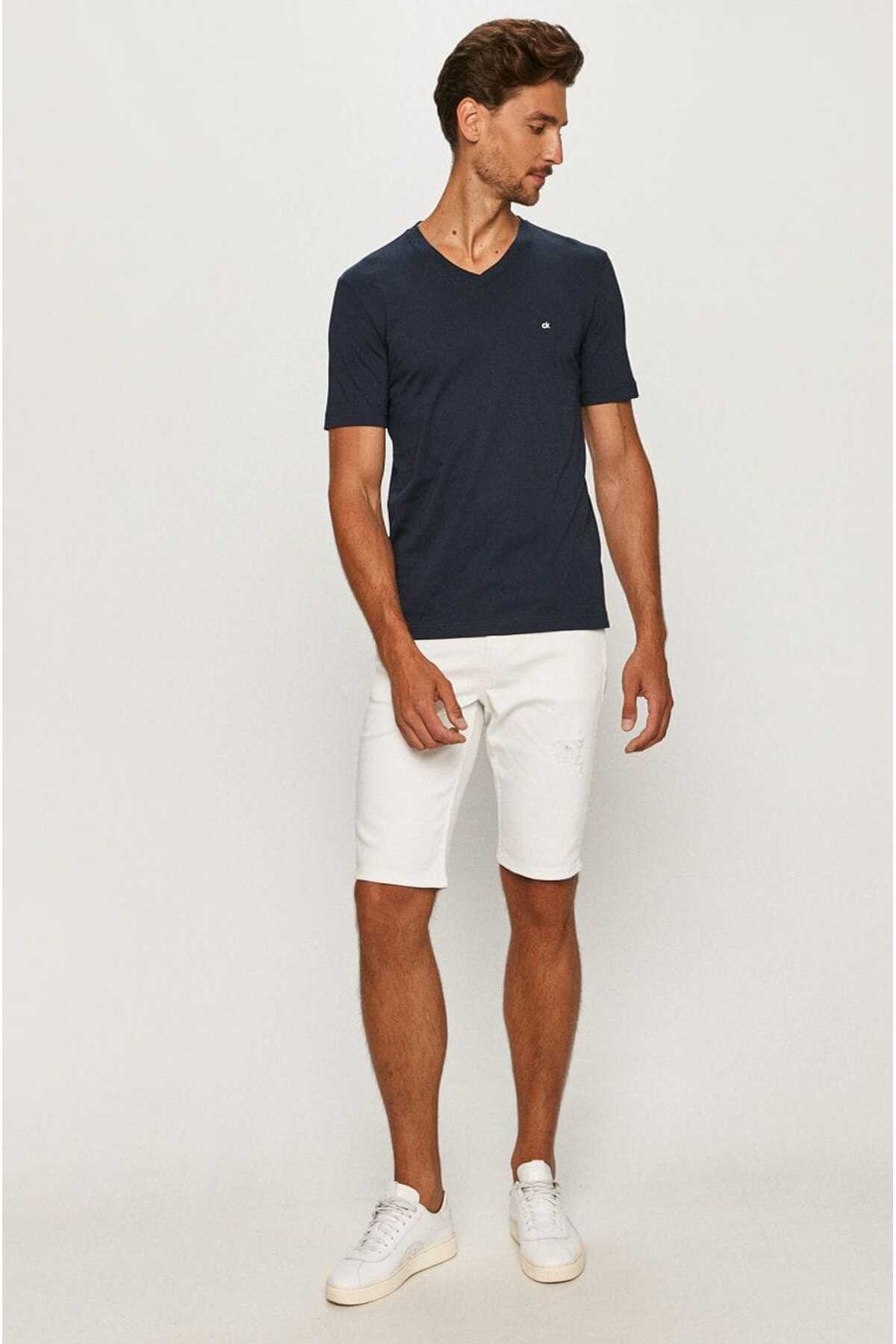 تیشرت مردانه آبی سرمه ای کلوین کلاین | K10K103672PRS اورجینال - تصویر 4