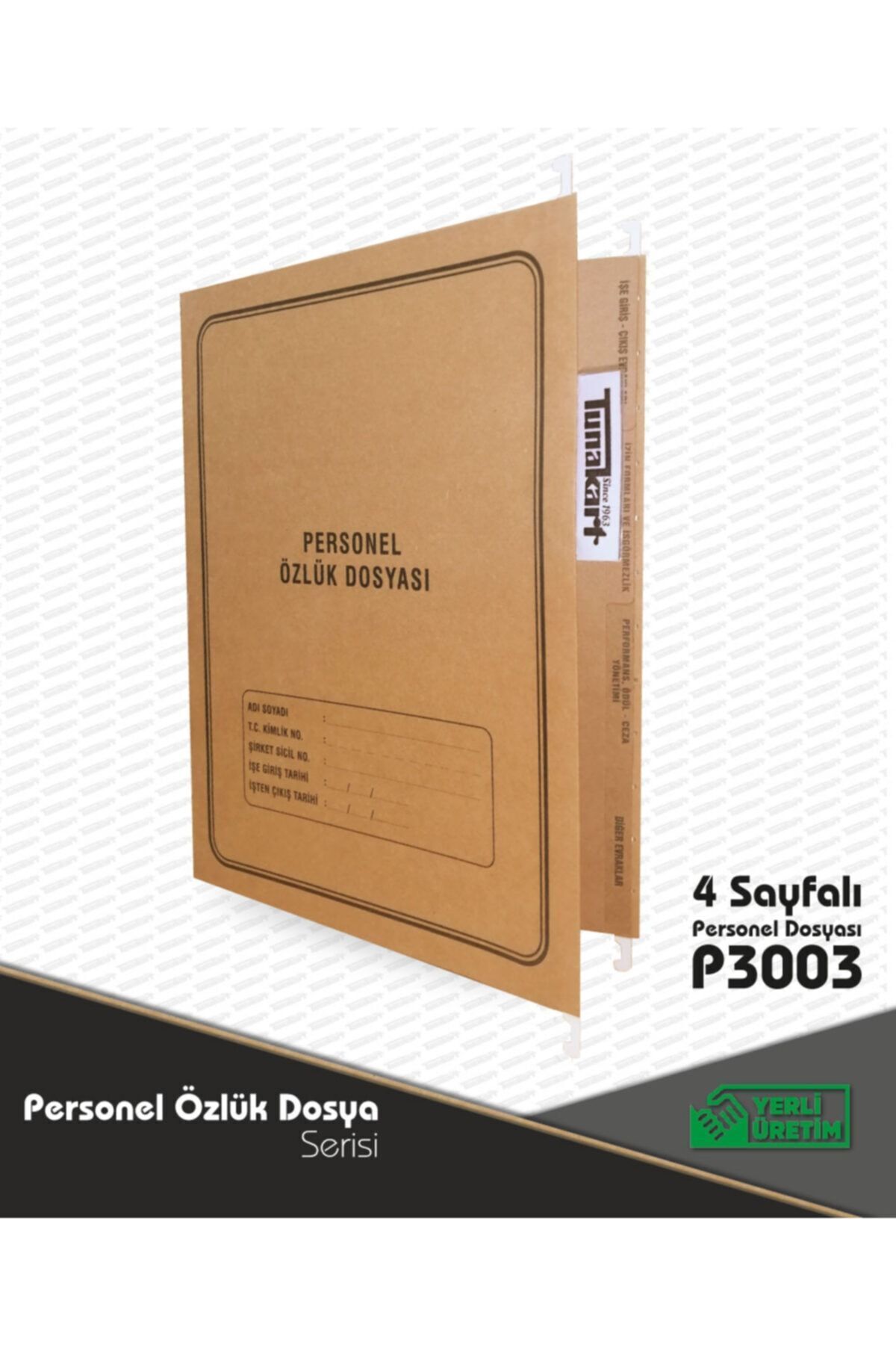 Tuna Personel Özlük Dosyası 4 Sayfalı Demir Çubuklu 50li Koli