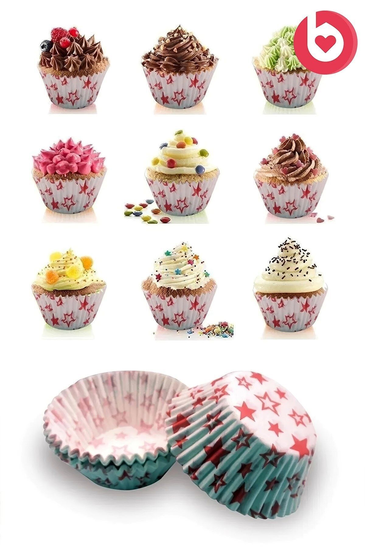 Bayev-100 Pieces of Patterned Cake and Cookie Muffin Paper 2