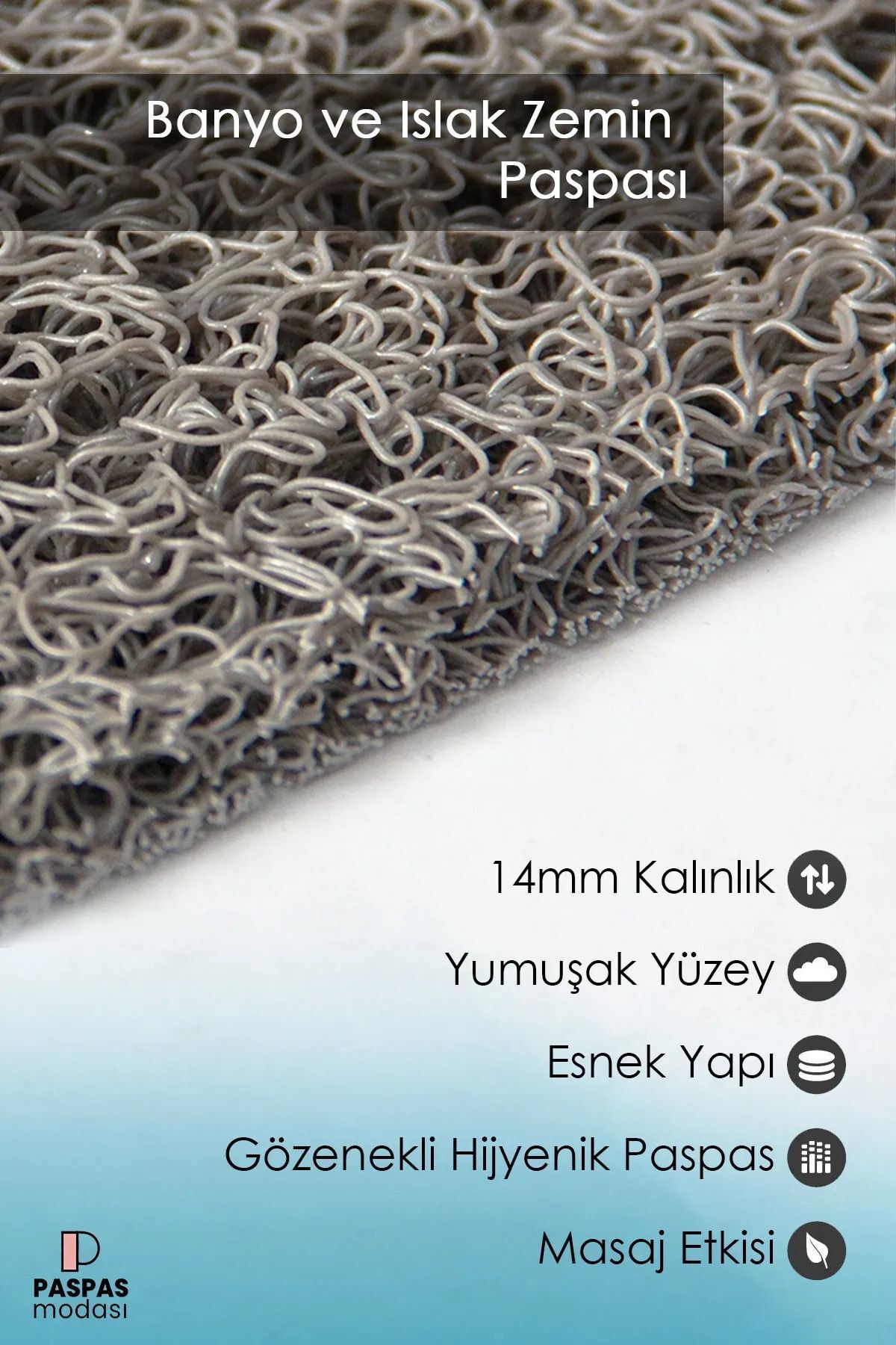 Paspas Yap-Waterproof and Non-Slip Bath Mat - Circular Pattern and Wet Floor Shower Cabin 2