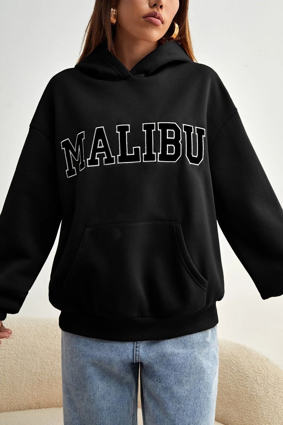 MODAGEN-Hanorac oversize unisex cu imprimeu Malibu 3