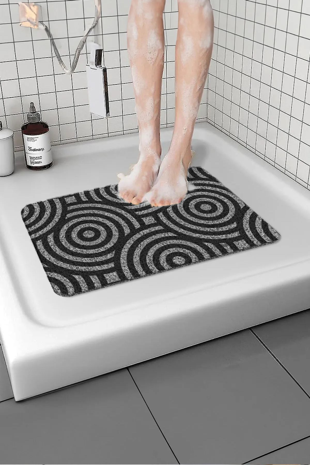 Paspas Yap-Waterproof and Non-Slip Bath Mat - Circular Pattern and Wet Floor Shower Cabin 1