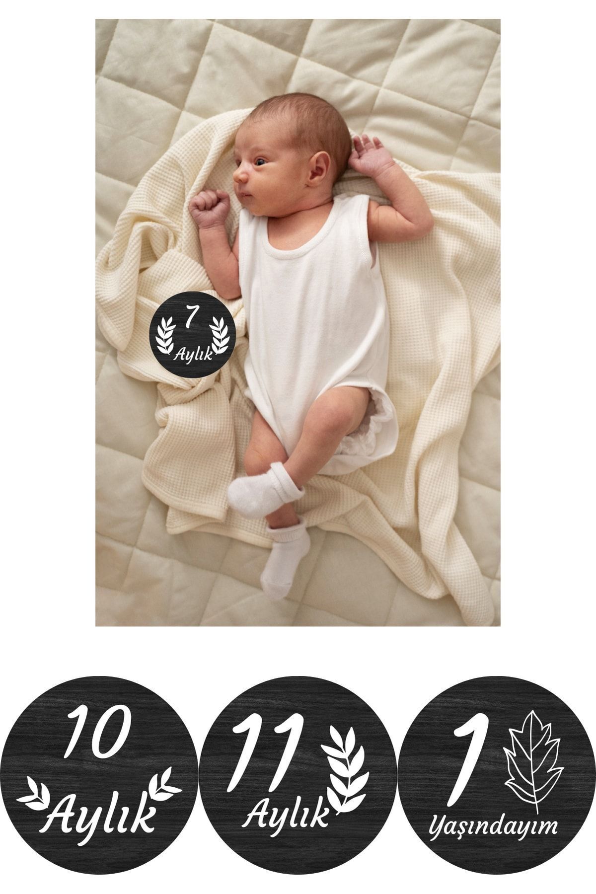 Aldebaran Reklam 12 Aylık Plak Seti Ahşap Bebek Fotoğraf Kartları Anı Setleri fotoğrafı 2 (önizleme)