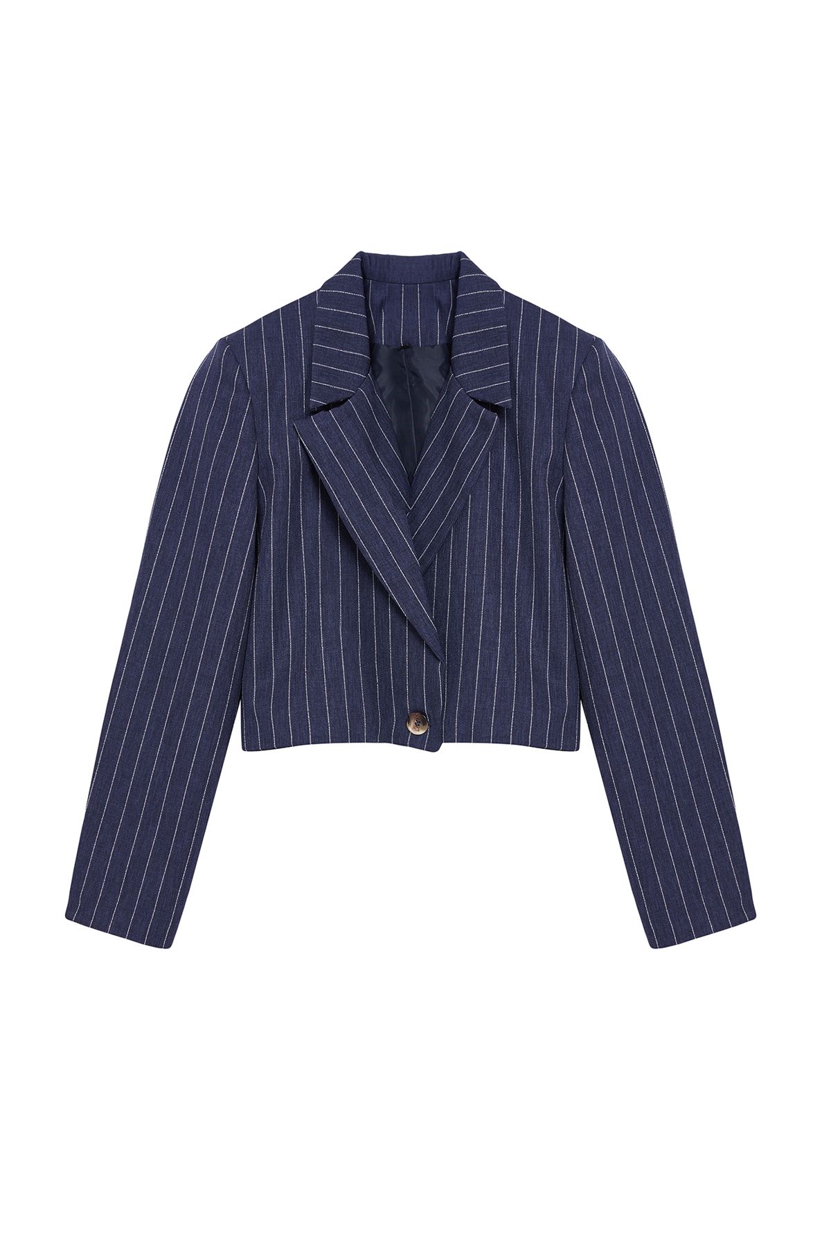 Trendyol Collection-Granatowa marynarka o regularnym kroju w paski - TWOSS23BC00029 6