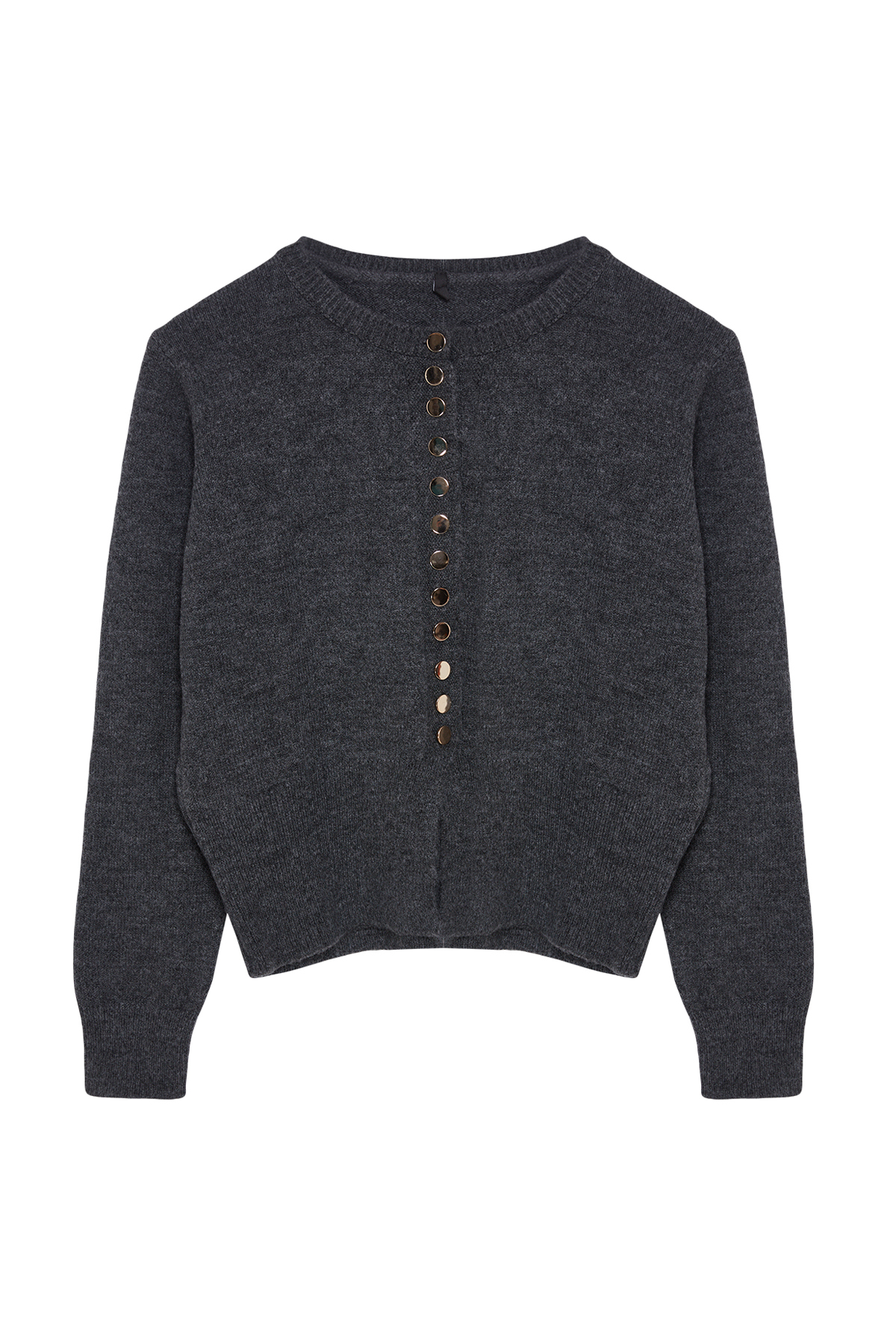 Trendyolmilla  Koyu Gri Basic Düğmeli Ceket Görünümlü Yumuşak Dokulu Triko Hırka TWOAW25HI00164 - Görsel 6