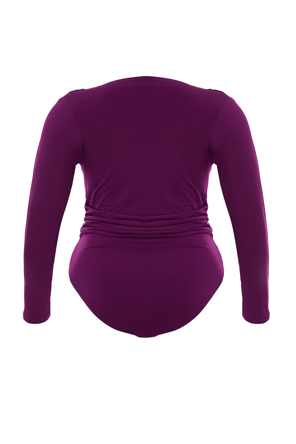 Trendyol Curve-Tělo v barvě Plum Plus velikosti - Stojací límec a podrobné informace TBBAW25CS00001 7