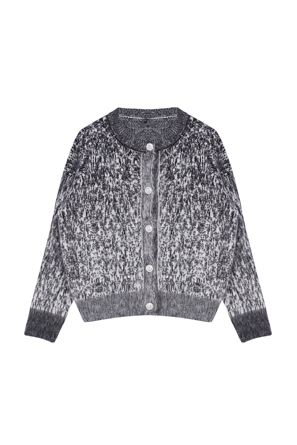 Trendyolmilla  Antrasit Düğme Detaylı Yumuşak Dokulu Desenli Ceket Görünümlü Triko Hırka TWOAW25HI00185 - Görsel 7