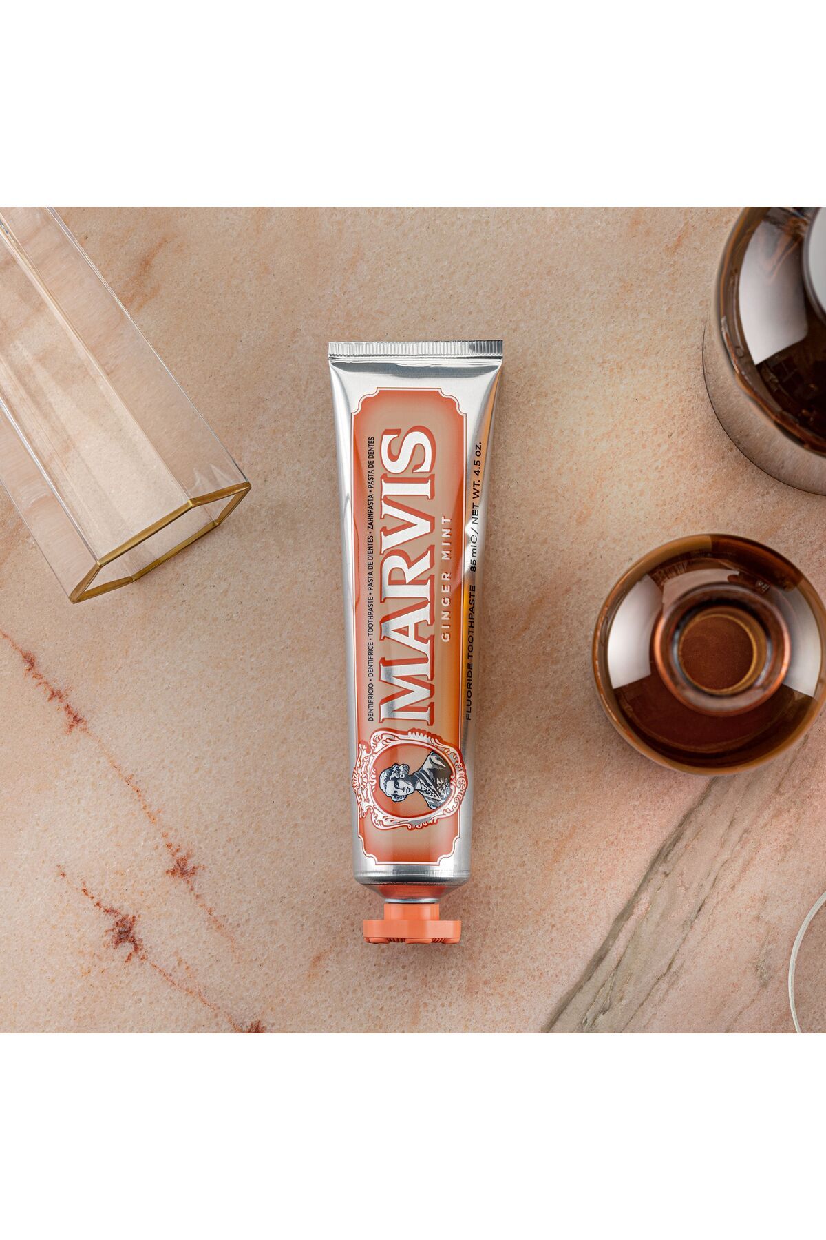 خمیردندان زنجبیل 85 میل + مسواک نرم سفید 2 مجموعه مراقبت ماوریس Marvis