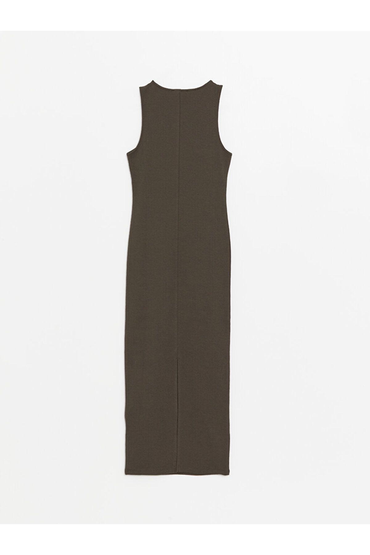 Kadın Bisiklet Yaka Düz Bodycon Elbise