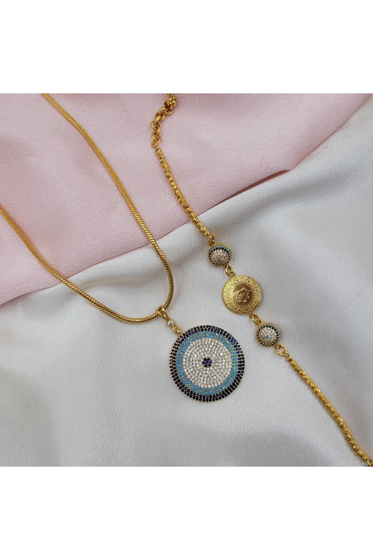 IŞILDAGOLD NAZAR BONCUK KOLYE BİLEKLİK SET