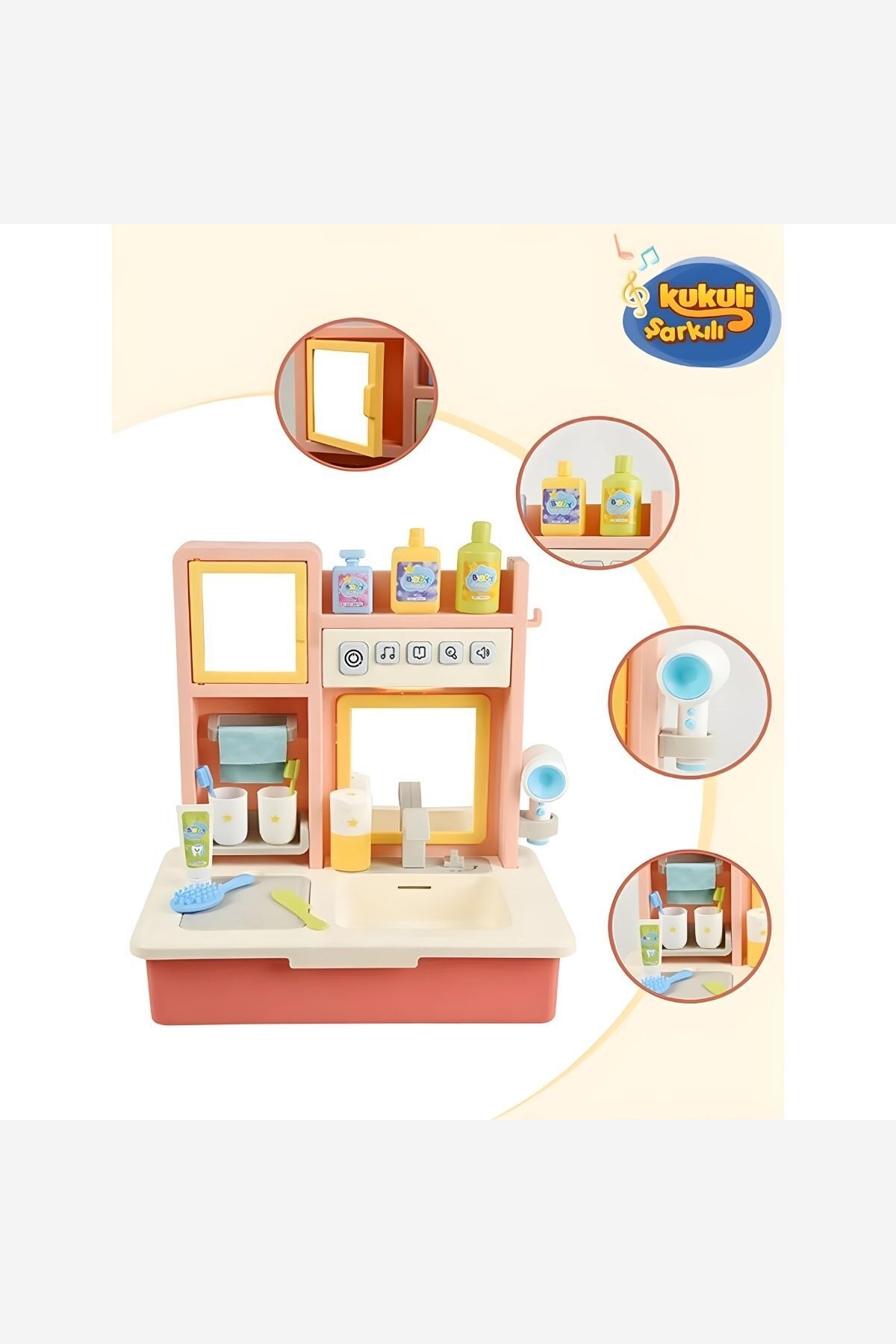 Apexma Oyuncak Kukuli Şarkılı Eğitici Gerçek Su Akan Banyo Seti - Çocuklar İçin Eğitici Banyo Set fotoğrafı 4 (önizleme)